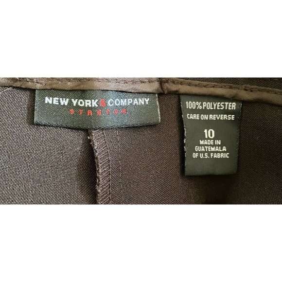 NY&C Womens Dark Brown Cuffed Straight Leg Dress Pants Career Size 10 Inseam 25" - Picture 3 of 4
